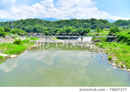 View toward the downstream from Okubo Bridge / Chikuma River (Komoro City, Nagano Prefecture) [2021.6] 79667257