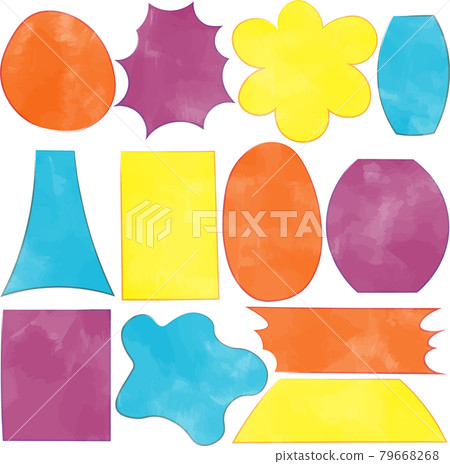 彩色流行手繪水彩風格氣球套裝/方形、刺、圓、花、水、橫幅、梯形、酒桶型、貼紙、 彩色流行手繪水彩風格氣球套裝/方形、刺、圓、花、水、橫幅、梯形、酒桶型、貼紙、 79668268