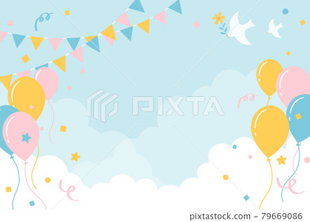 Background material for balloons and confetti floating in the sky Background material for balloons and confetti floating in the sky 79669086