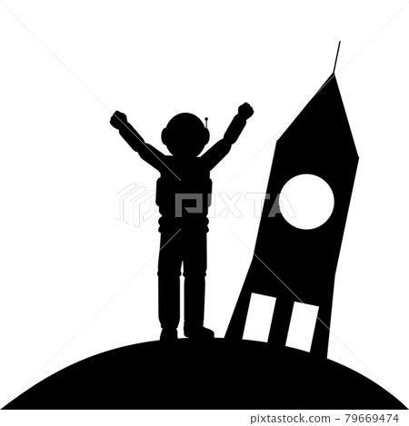 Silhouette boy dreaming space exploration 79669474