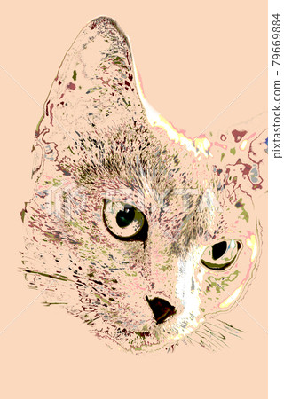Cat abstract painting Russian blue 79669884