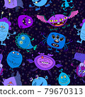 Cartoon Monsters Seamless 79670313