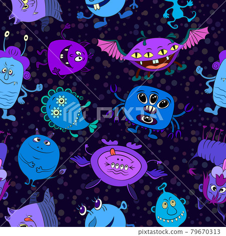 Cartoon Monsters Seamless 79670313