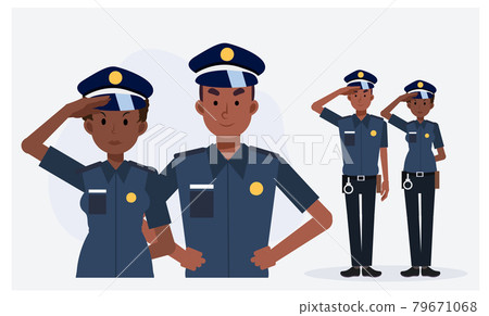African American Policeman ,male and female cops.flat vector cartoon character illustration. African American Policeman ,male and female cops.flat vector cartoon character illustration. 79671068