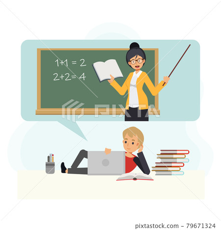 young little boy student is chilling in... - Stock Illustration [79671324]  - PIXTA