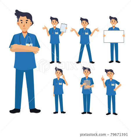 Vector Set of male Doctor character. medical Illustration. 79671391