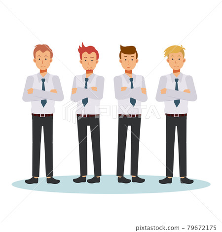 Cartoon character of businessman. Team of man office worker. Vector Cartoon character of businessman. Team of man office worker. Vector 79672175