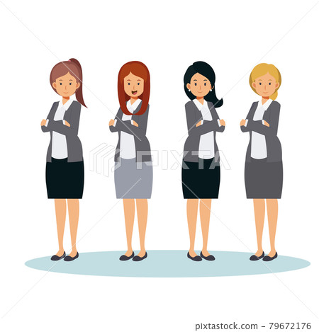 Cartoon character of businesswoman. Team of woman office worker. Vector Cartoon character of businesswoman. Team of woman office worker. Vector 79672176