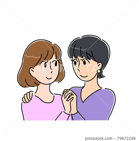 Same-sex couple holding hands 79672286