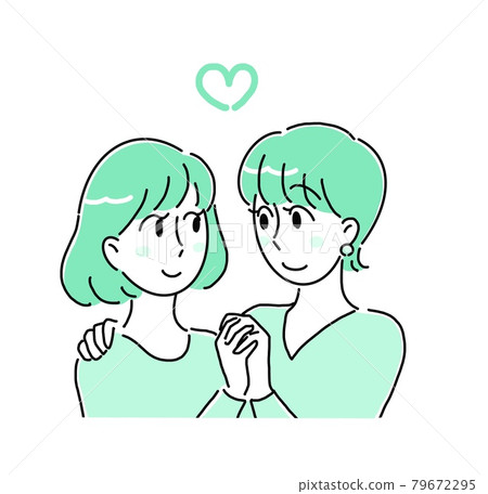 Same-sex couple holding hands 79672295