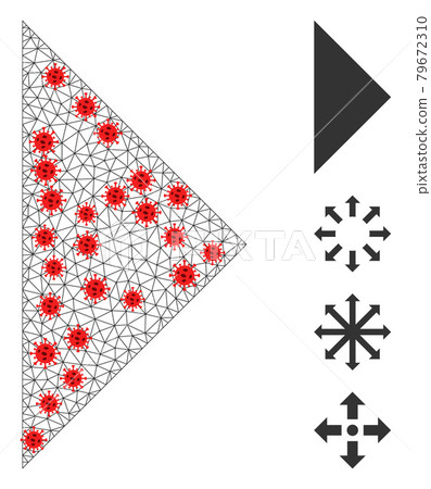 Polygonal Carcass Arrowhead Right Icon with Covid Nodes Polygonal Carcass Arrowhead Right Icon with Covid Nodes 79672310