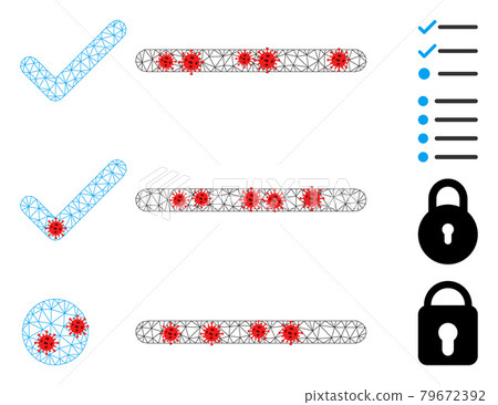 Polygonal Network Checklist Pictogram with Infection Elements 79672392