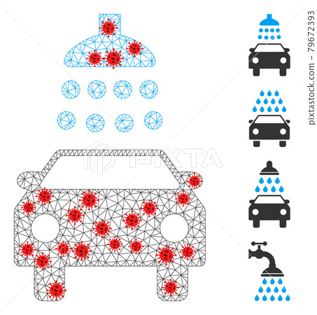 Polygonal Carcass Car Shower Icon with Infection Items 79672393