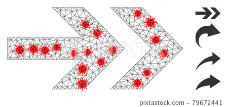 Polygonal Wire Frame Arrow Right Pictogram with Infectious Nodes 79672441