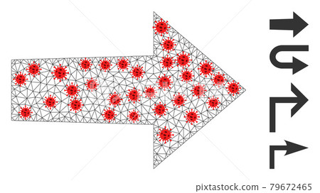 Polygonal Carcass Arrow Right Icon with Infectious Elements Polygonal Carcass Arrow Right Icon with Infectious Elements 79672465