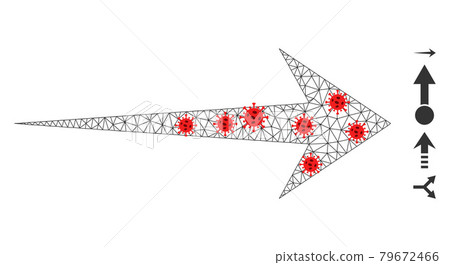 Polygonal Wire Frame Arrow Right Icon with Infectious Elements 79672466