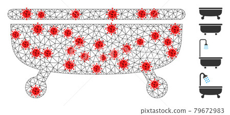 Polygonal Carcass Bathtub Icon with Pathogen Elements Polygonal Carcass Bathtub Icon with Pathogen Elements 79672983