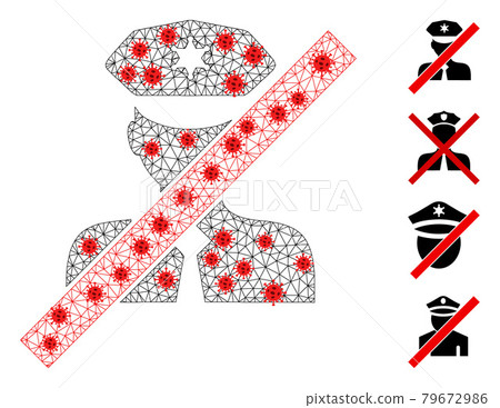 Polygonal Wire Frame Blacklisted Policeman Pictogram with Virus Elements Polygonal Wire Frame Blacklisted Policeman Pictogram with Virus Elements 79672986