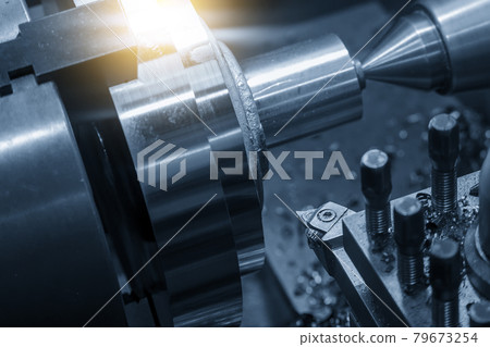 Close-up scene of chip insert of lathe cutting tool. Close-up scene of chip insert of lathe cutting tool. 79673254