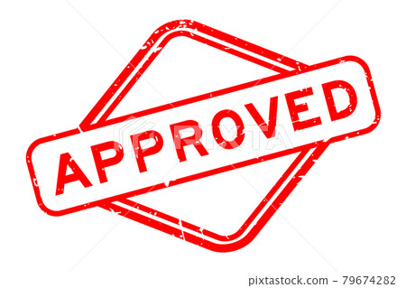 Grunge red approved word rubber square seal stamp on white background Grunge red approved word rubber square seal stamp on white background 79674282