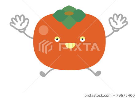 Vector illustration of a simple and cute persimmon character jumping Vector illustration of a simple and cute persimmon character jumping 79675400