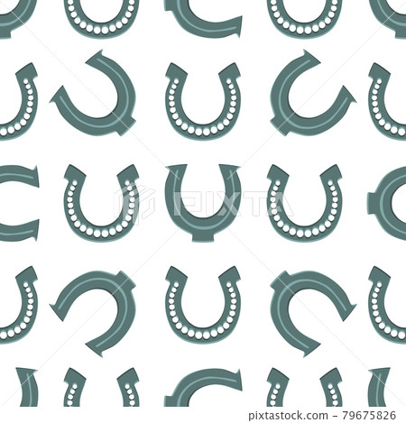 Illustration on theme Irish holiday St Patrick day, seamless horseshoes 79675826