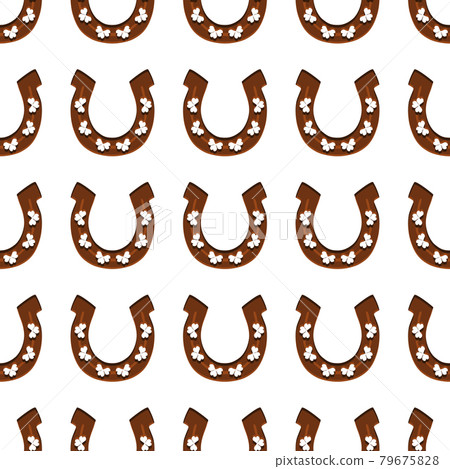 Illustration on theme Irish holiday St Patrick day, seamless horseshoes 79675828