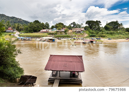 Overview of the Kuala Tembeling jetty, the entrance into Taman Negara National Park, Pahang 79675986