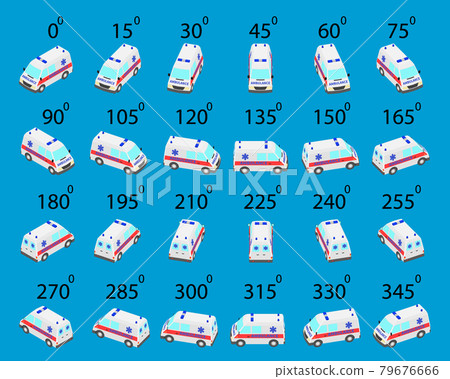 A set of 24 ambulance from different angles. A set of 24 ambulance from different angles. 79676666