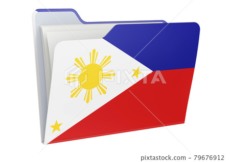 Computer folder icon with Filipino flag. 3D rendering Computer folder icon with Filipino flag. 3D rendering 79676912