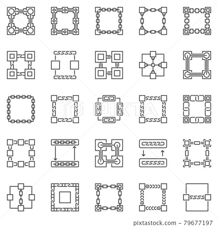 Blockchain outline icons set - vector block chain symbols 79677197