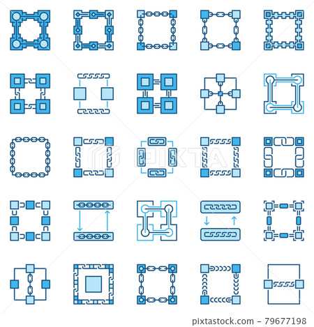 Blockchain Technology colored icons vector Block Chain signs 79677198