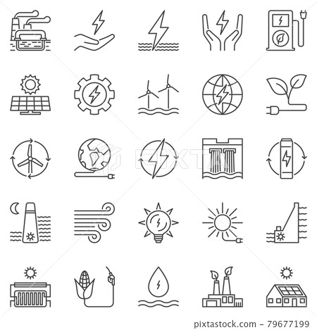 Clean Energy outline icons set. Vector Eco Energy symbols 79677199