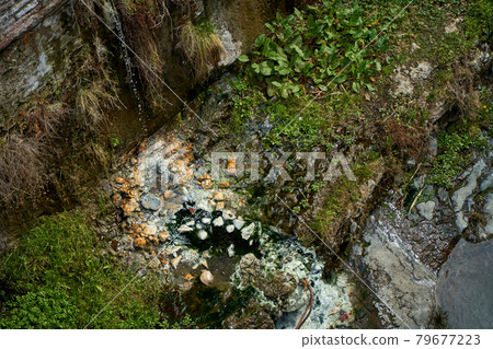 Hydrogen sulfide source flows from the rock 79677223