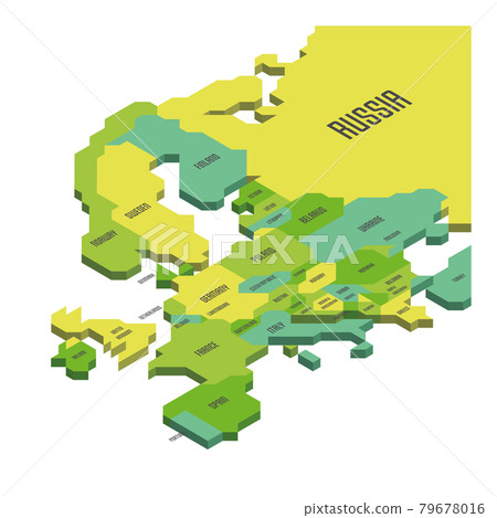 Isometric political map of Europe Isometric political map of Europe 79678016
