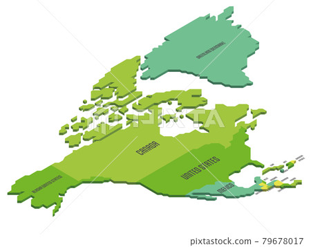 Isometric political map of North America 79678017