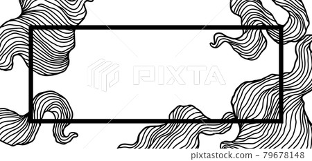Frame with wave line curls. Monochrome stripes black and white texture. Wavy abstract hair. 79678148