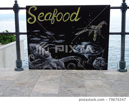 Opatija's sidewalk Lungo mare, details, Croatia, Europe 79678347