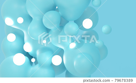 Sticky liquid spheres. 3D illustration 79678389