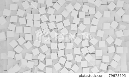 3D illustration of randomly arranged white cubes 79678393