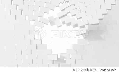 Collapsing brick wall. 3D illustration 79678396