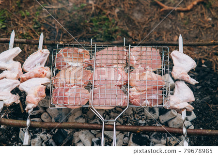 Grill season outdoor in park. Spring summer grilling. 79678985