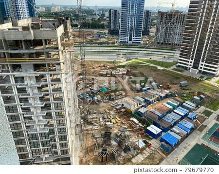 High Rise Building Under Construction, Construction Crane And Modern City 79679770