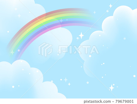 Blue sky and rainbow background 79679801
