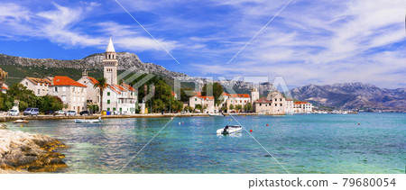 Travel in Croatia. Picturesque coastal town Kastela in Dalmatia Travel in Croatia. Picturesque coastal town Kastela in Dalmatia 79680054