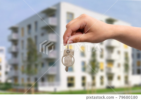 Hand with keys, own apartment concept 79680180