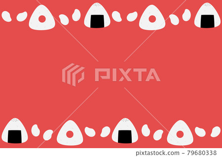 飯糰和米粒長方形紅色背景 飯糰和米粒長方形紅色背景 79680338