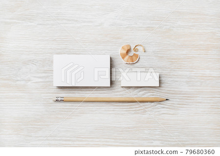 Business card, pencil and eraser 79680360