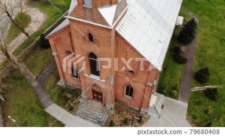 View from a height Catholic church of St. Stanislav in the village of Lyadsk. Belarus. View from a height Catholic church of St. Stanislav in the village of Lyadsk. Belarus. 79680408