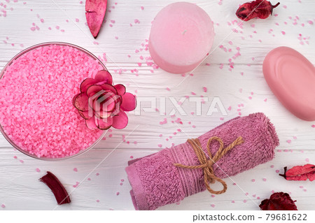 Spa treatment products for bathroom. Natural cosmetic products. 79681622